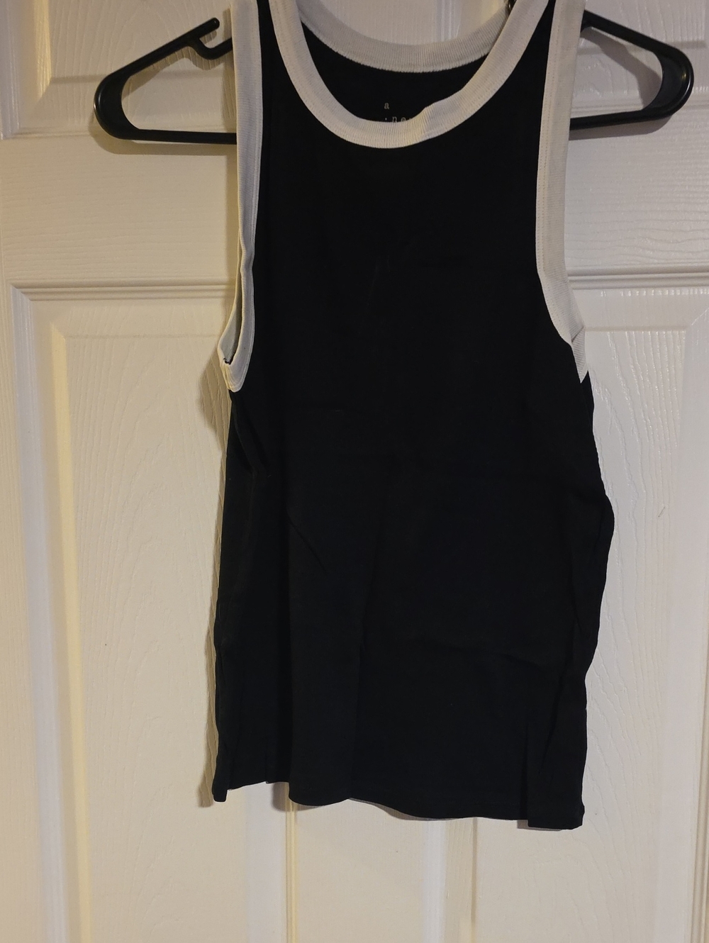 a new day Black Tank Top with White Trim